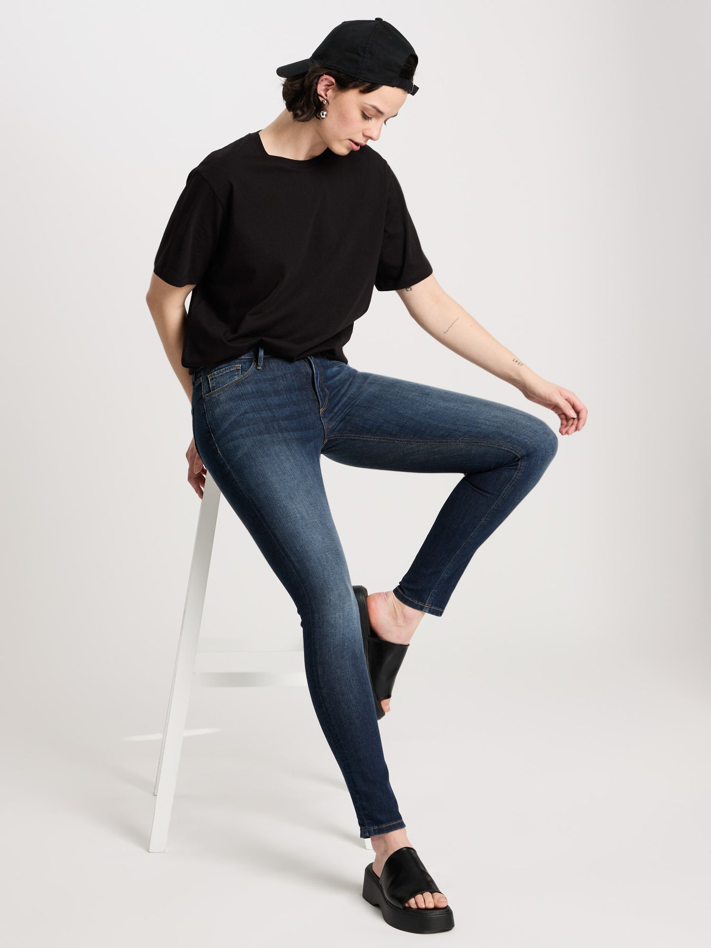 Alan Damen Jeans Skinny Fit Mid Waist dunkelblau