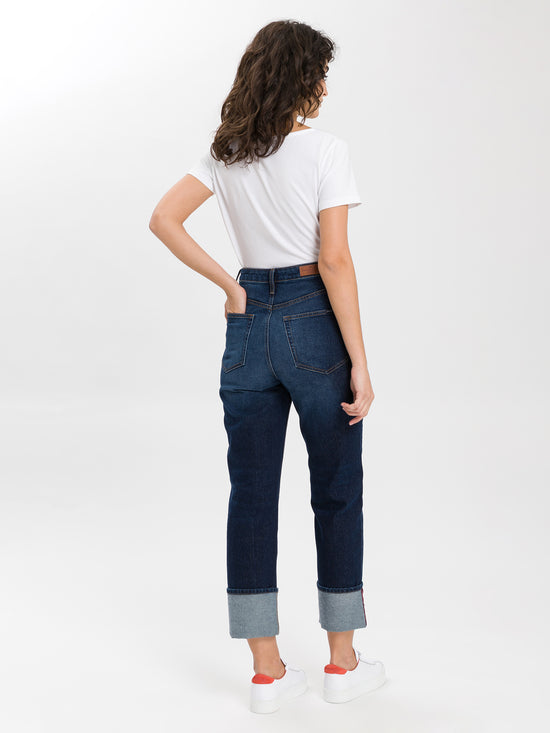 Brooke Damen Jeans High Waist Straight Leg Ankle Lenght dunkelblau