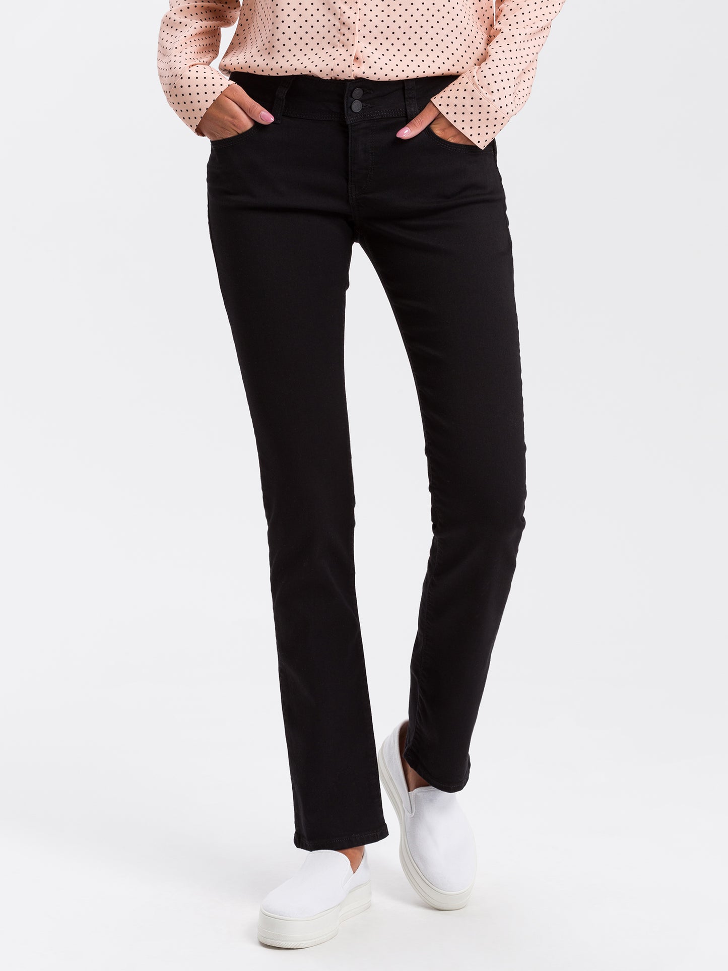 Loie women's jeans regular fit mid waist straight leg black