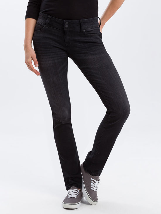 Loie Damen Jeans Regular Fit Mid Waist Straight Leg
