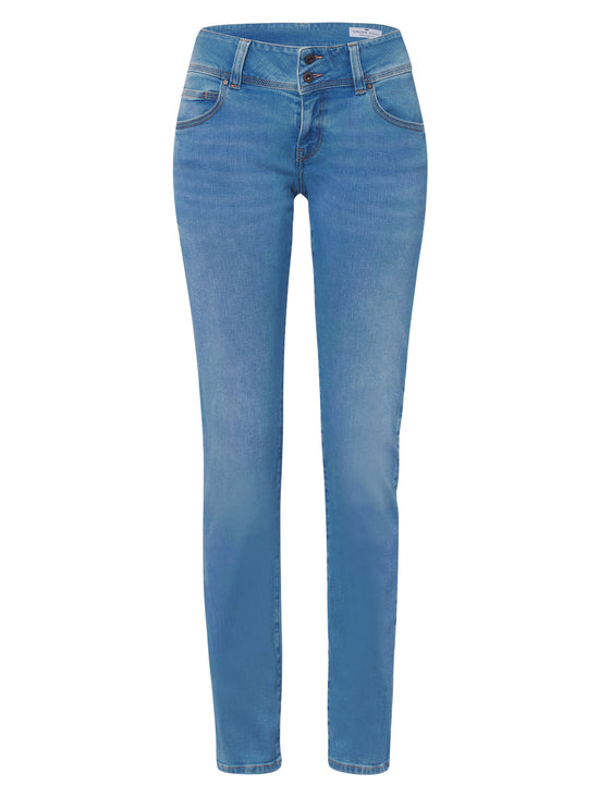 Loie women's jeans regular fit mid waist straight leg light blue