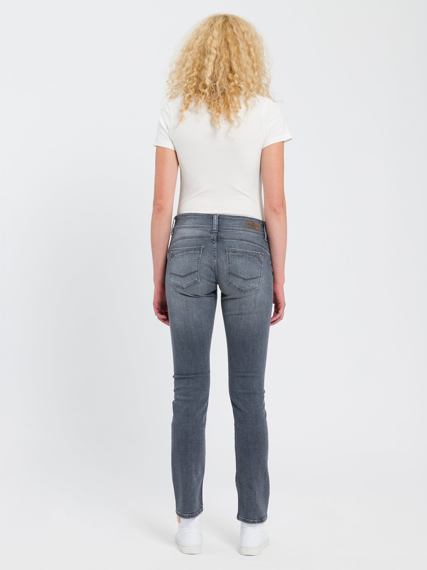 Loie Damen Jeans Regular Fit Mid Waist Straight Leg grau