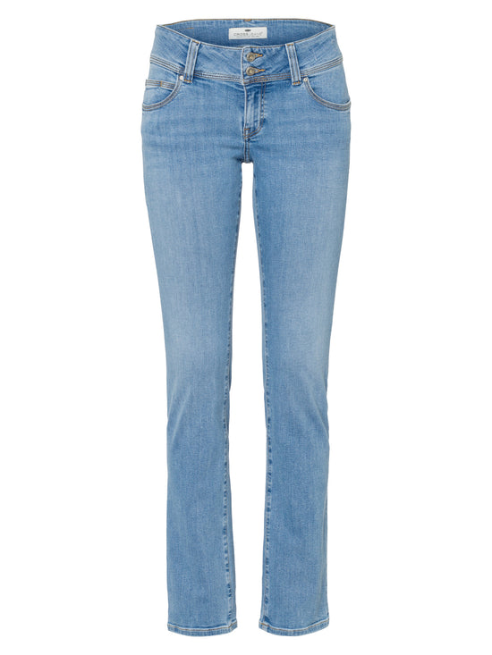 Loie Damen Jeans Regular Fit Mid Waist Straight Leg hellblau