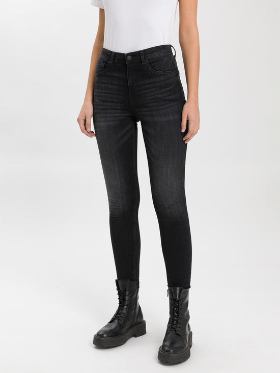 Judy women's jeans super skinny fit high waist ankle length dark grey