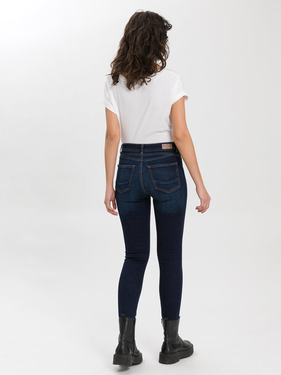 Judy women's jeans super skinny fit high waist ankle length dark blue