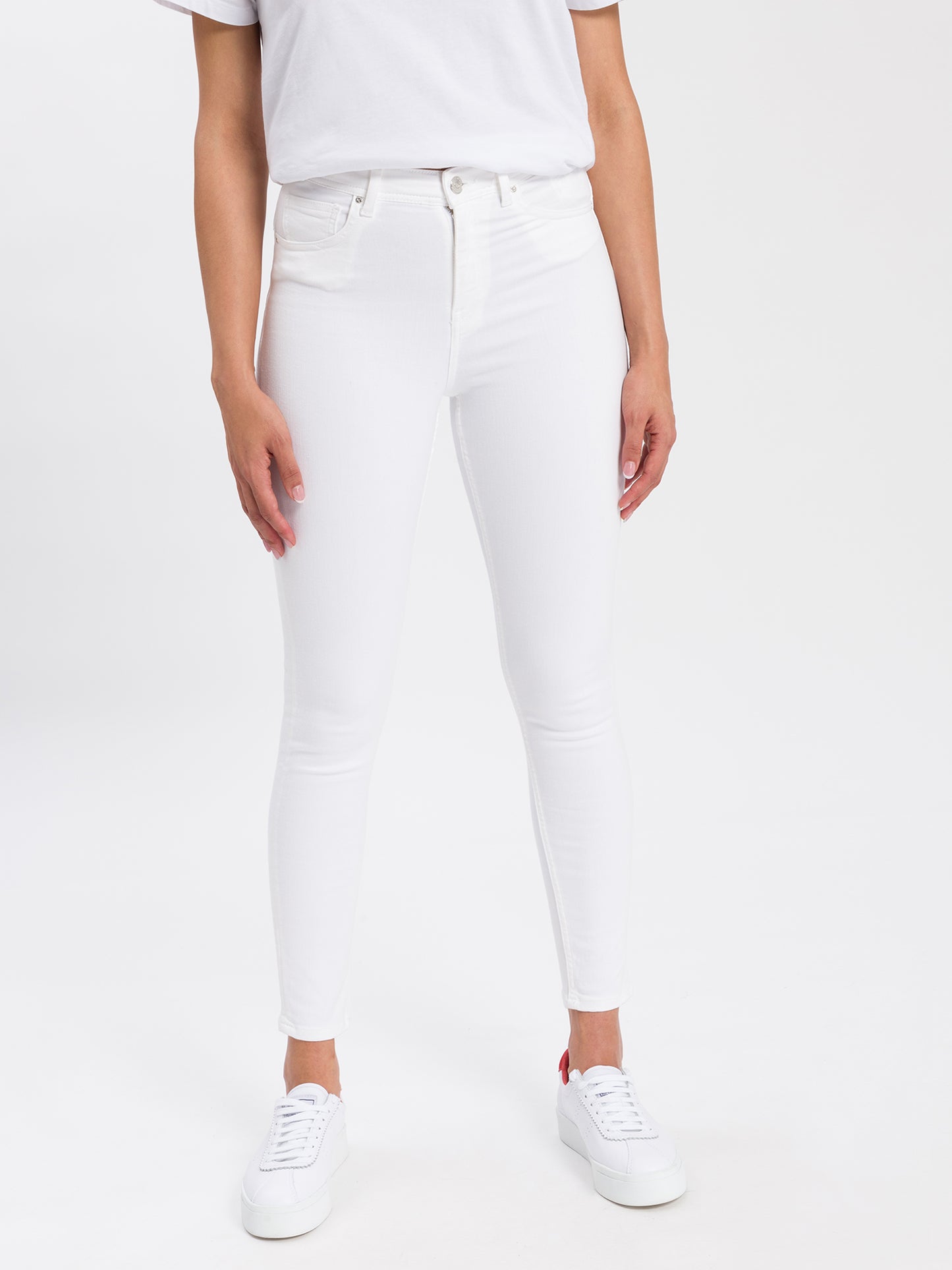 Judy Damen Jeans Super Skinny Fit High Waist Ankle Lenght weiß