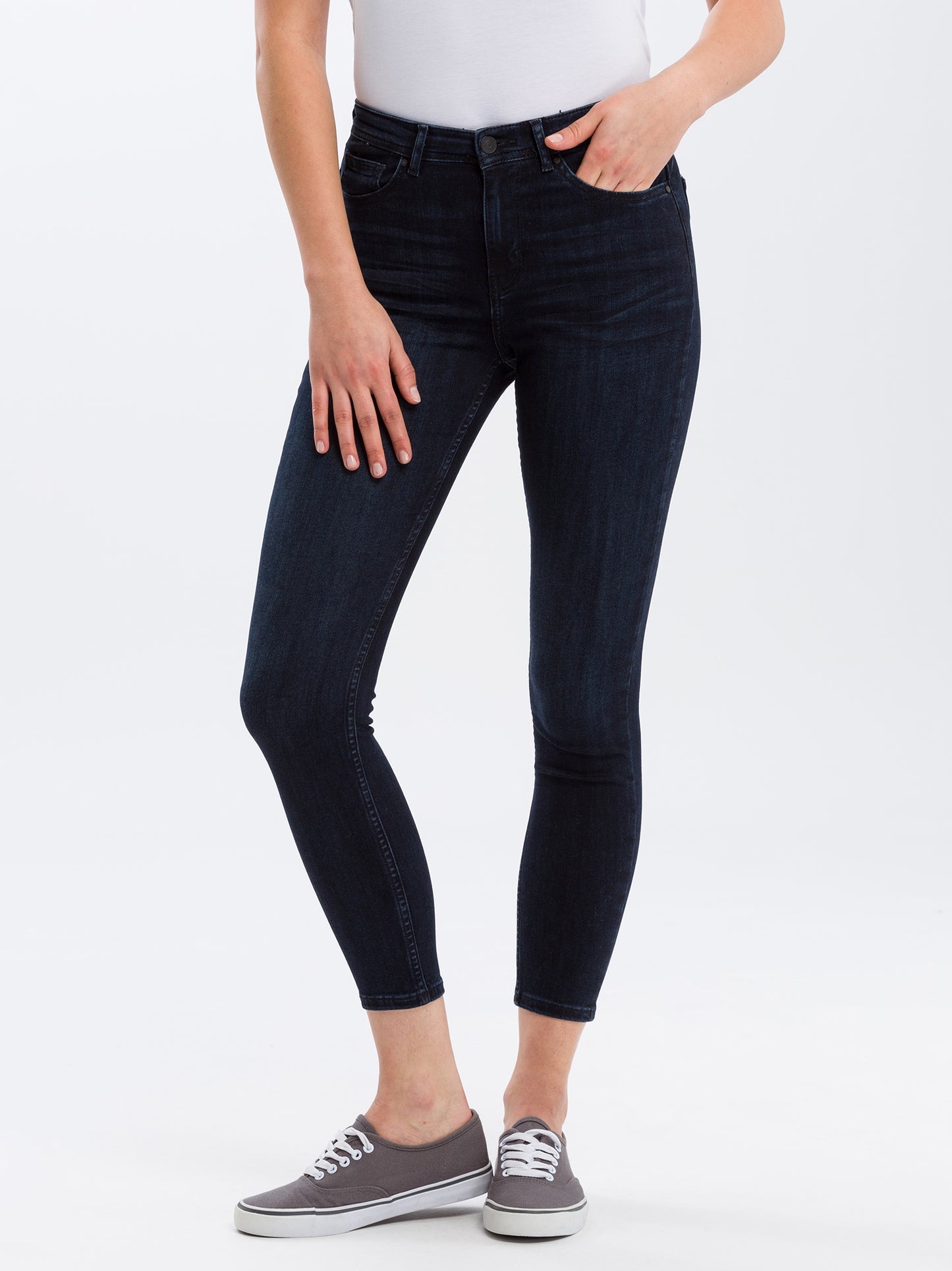 Judy Damen Jeans Super Skinny Fit High Waist Ankle Lenght schwarzblau