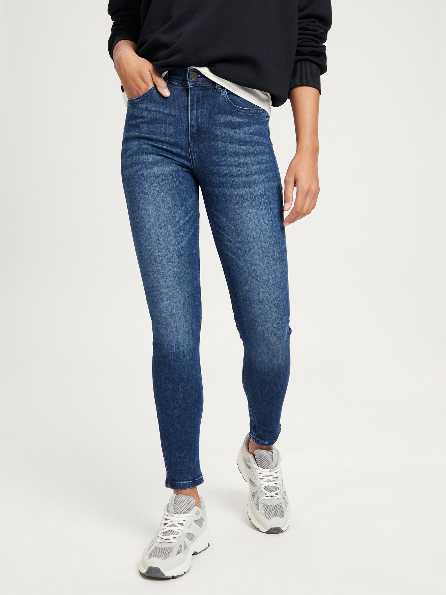 Judy Damen Jeans Super Skinny Fit High Waist Ankle Lenght mittelblau