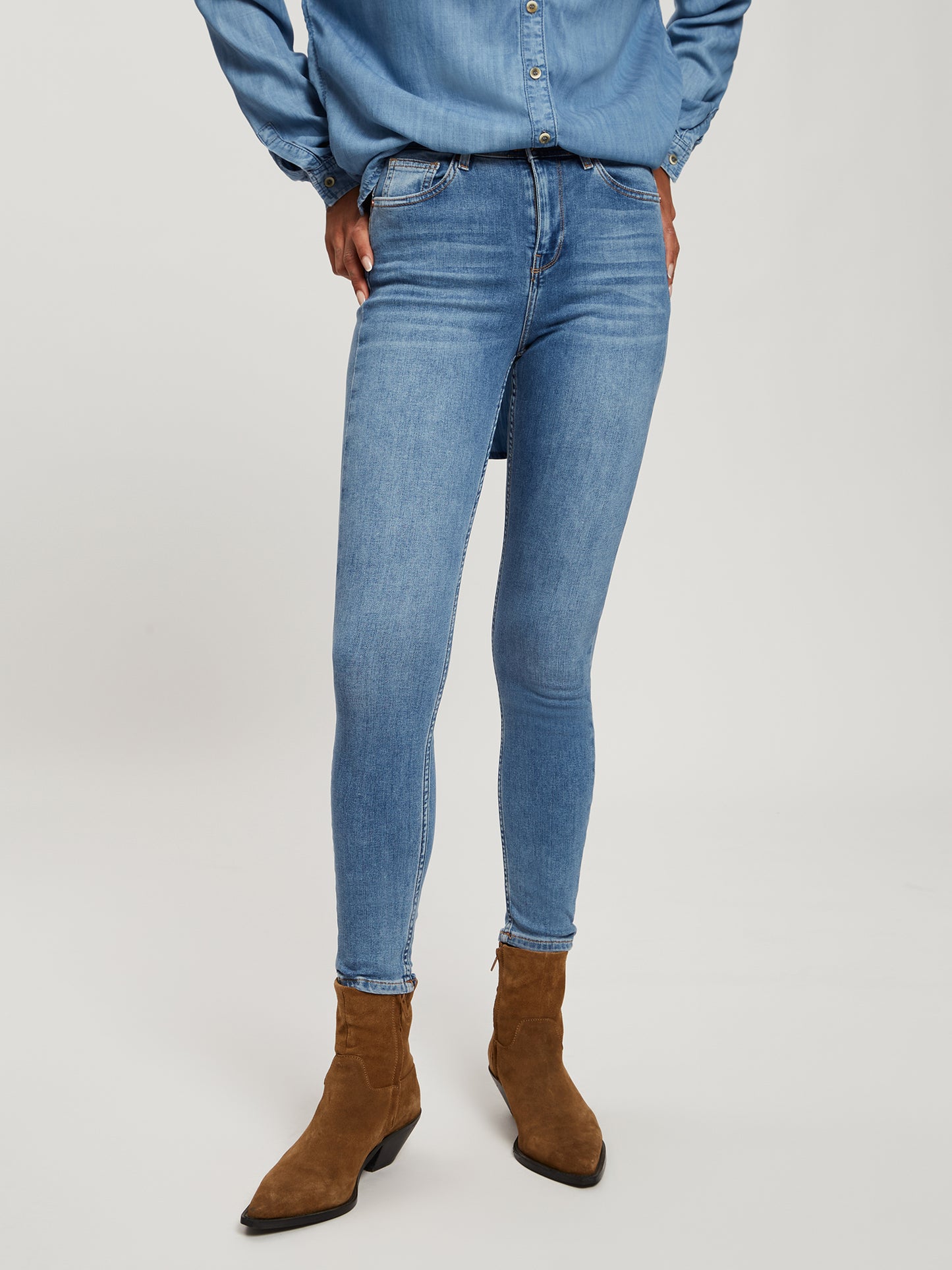 Judy women's jeans super skinny fit high waist ankle length medium blue