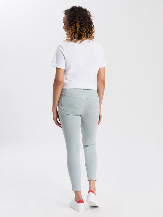 Judy Damen Jeans Super Skinny Fit High Waist Ankle Lenght hellgrün
