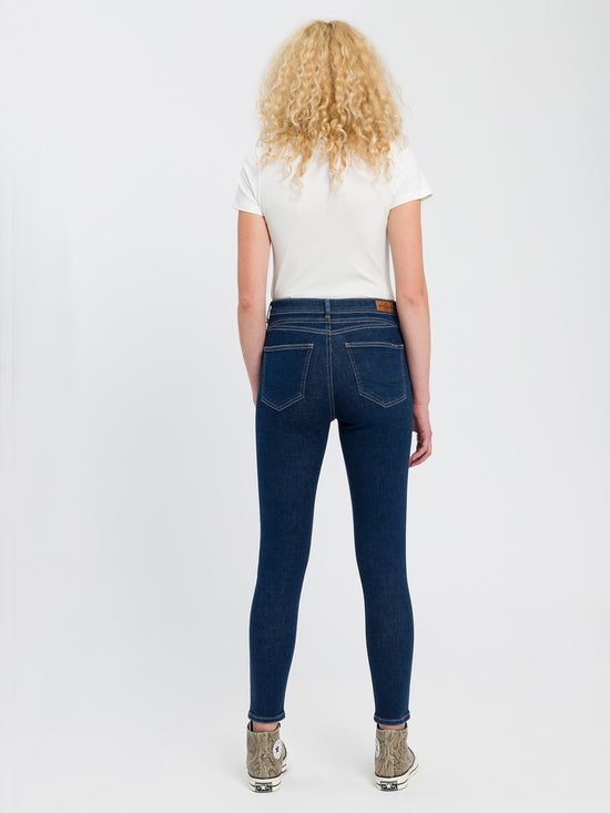 Judy Damen Jeans Super Skinny Fit High Waist Ankle Lenght dunkelblau