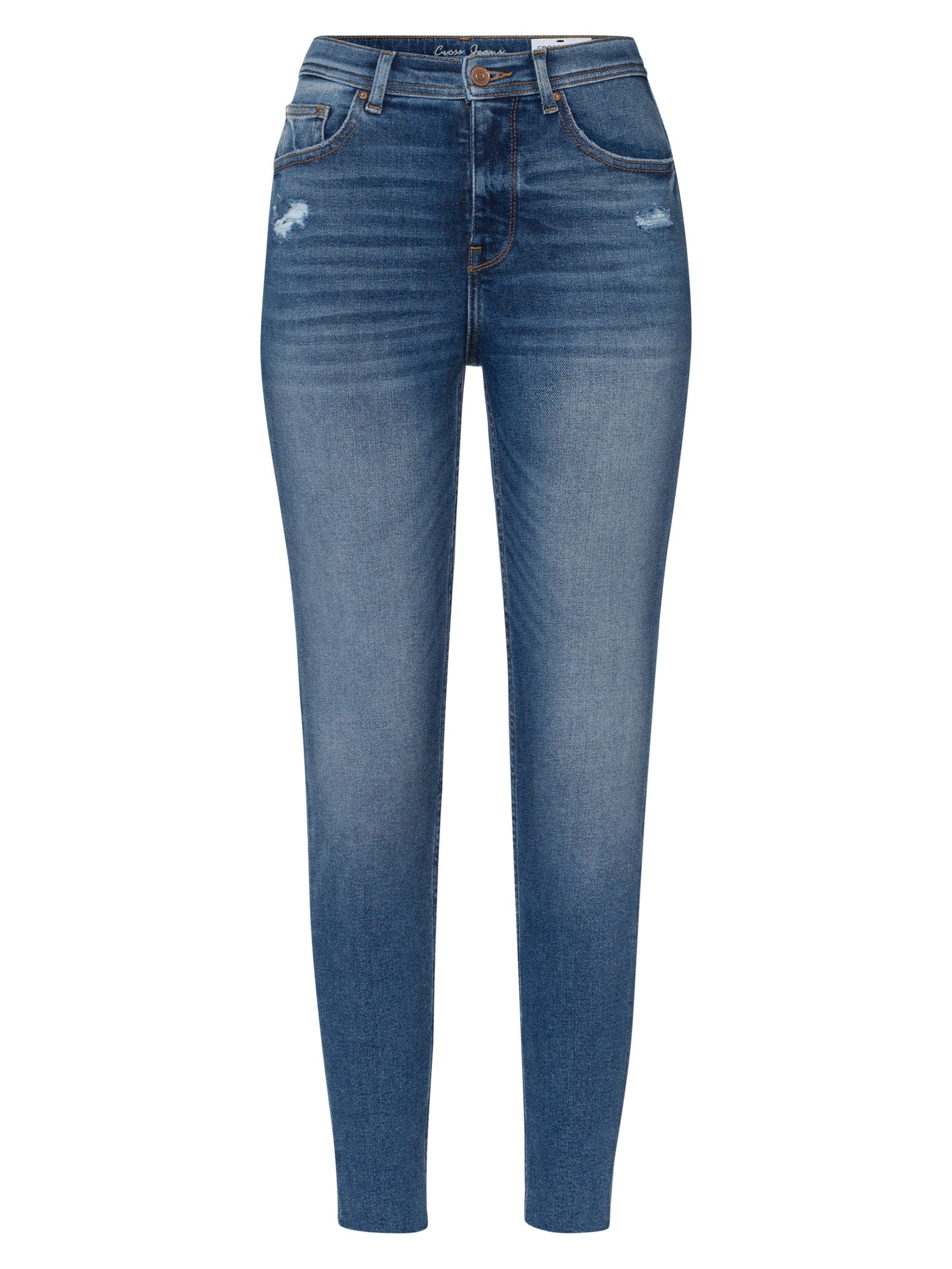 Judy Damen Jeans Super Skinny Fit High Waist Ankle Lenght mittelblau