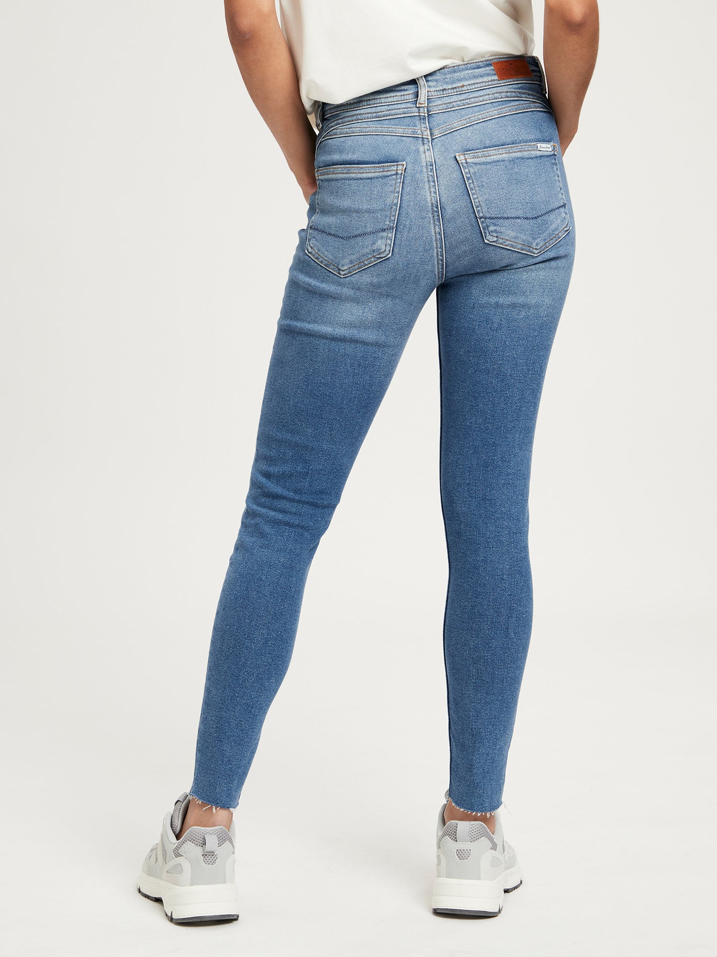 Judy Damen Jeans Super Skinny Fit High Waist Ankle Lenght mittelblau