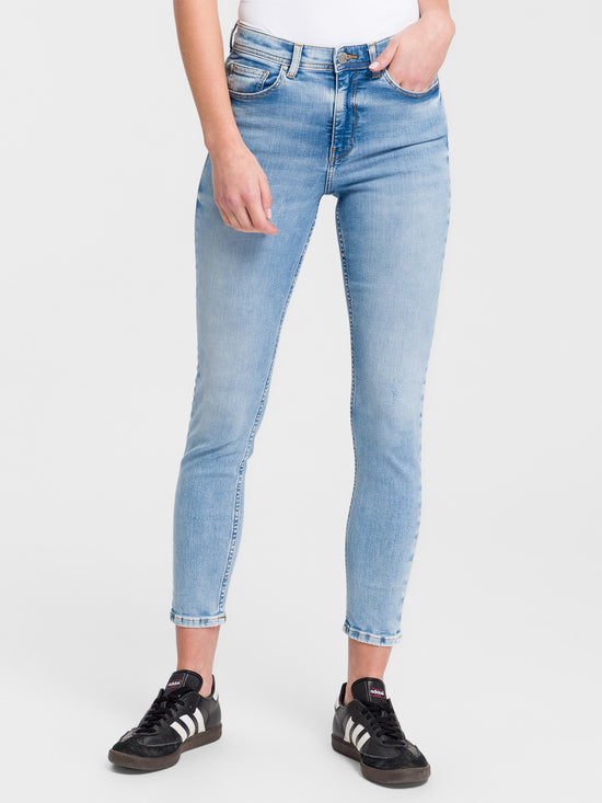 Judy Damen Jeans Super Skinny Fit High Waist Ankle Lenght hellblau