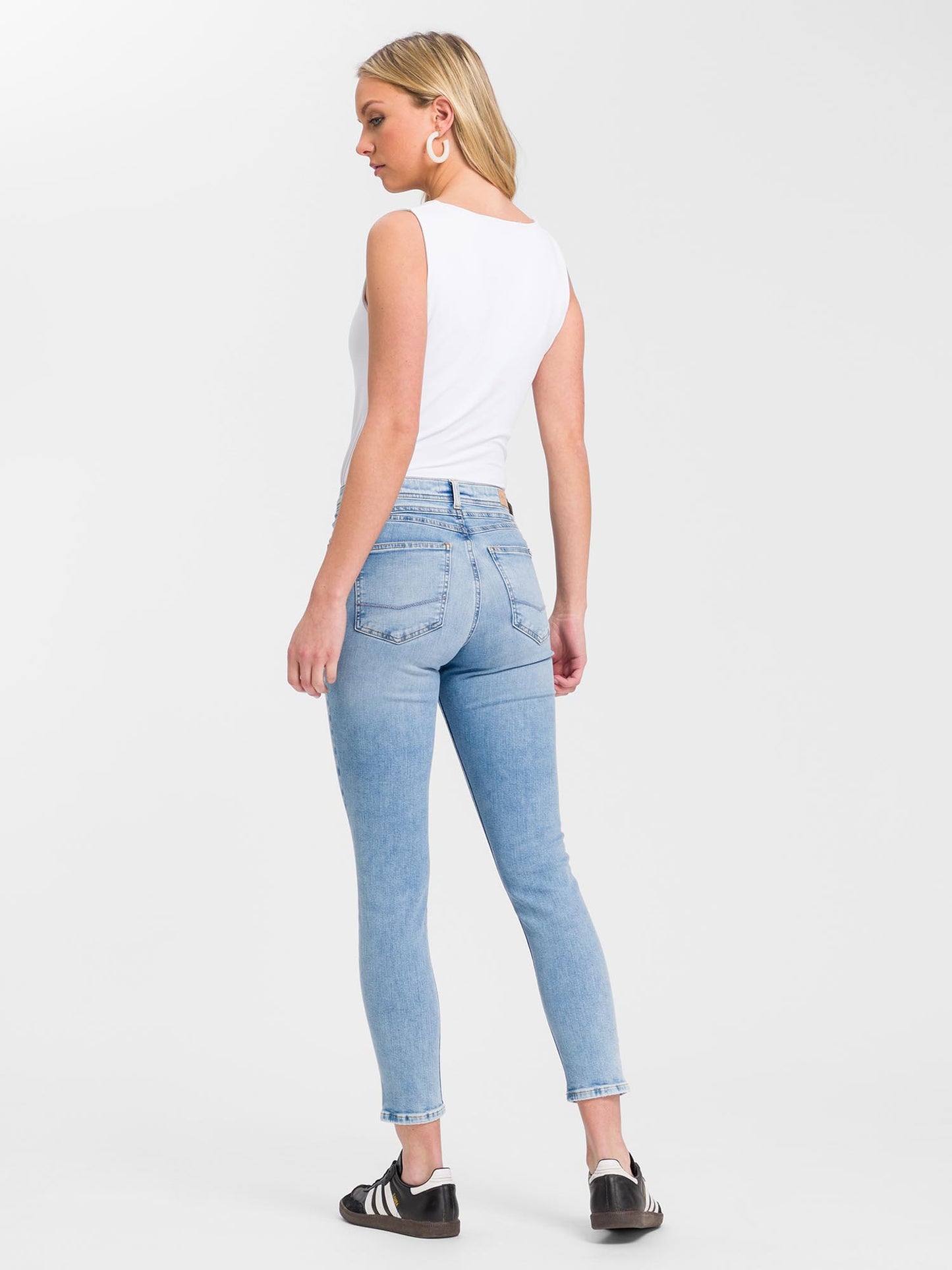 Judy women's jeans super skinny fit high waist ankle length light blue