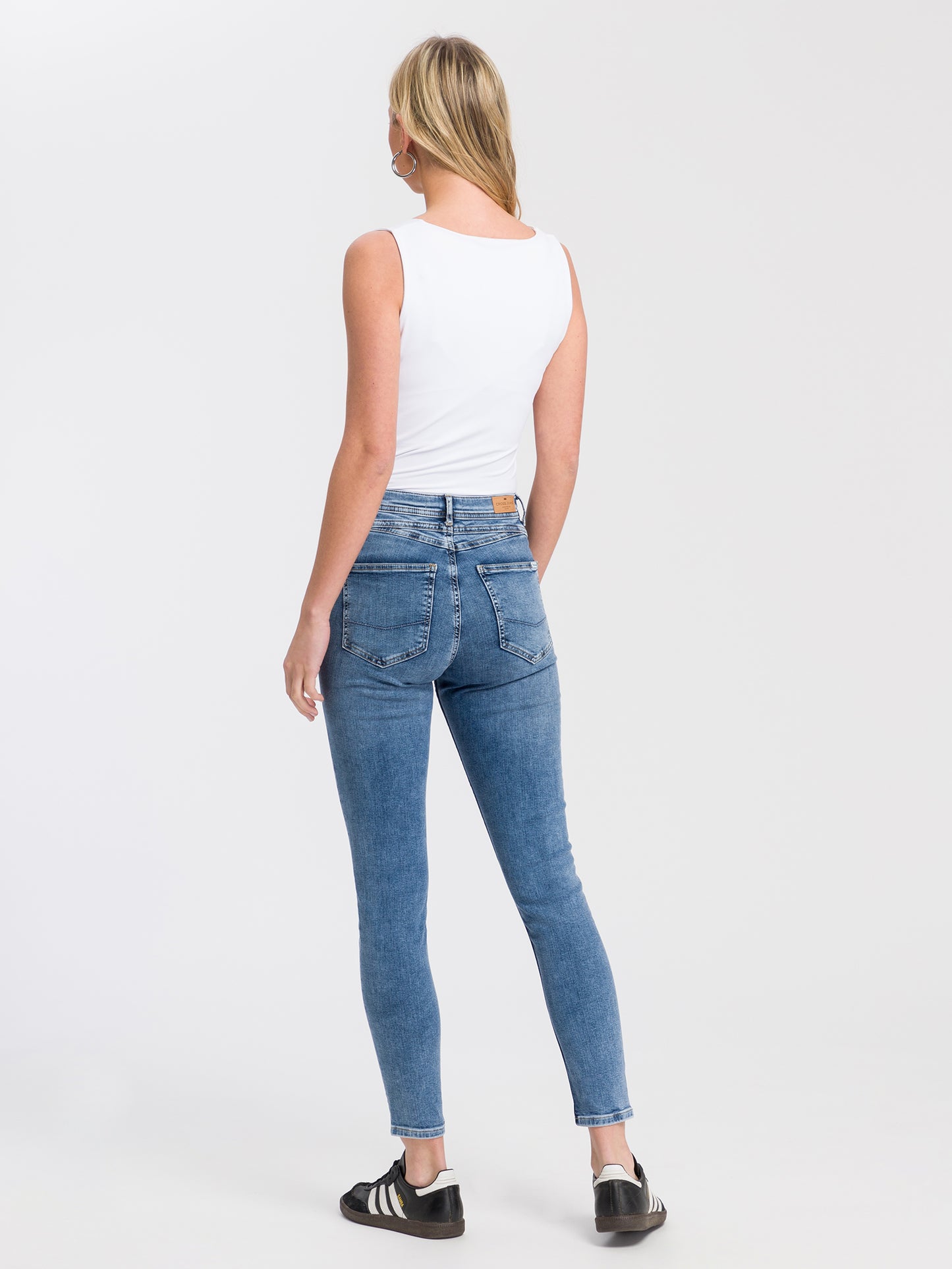 Judy Damen Jeans Super Skinny Fit High Waist Ankle Lenght mittelblau