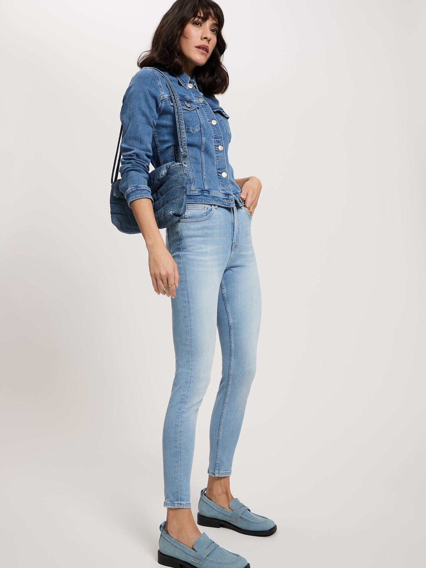 Judy Damen Jeans Super Skinny Fit High Waist Ankle Length hellblau