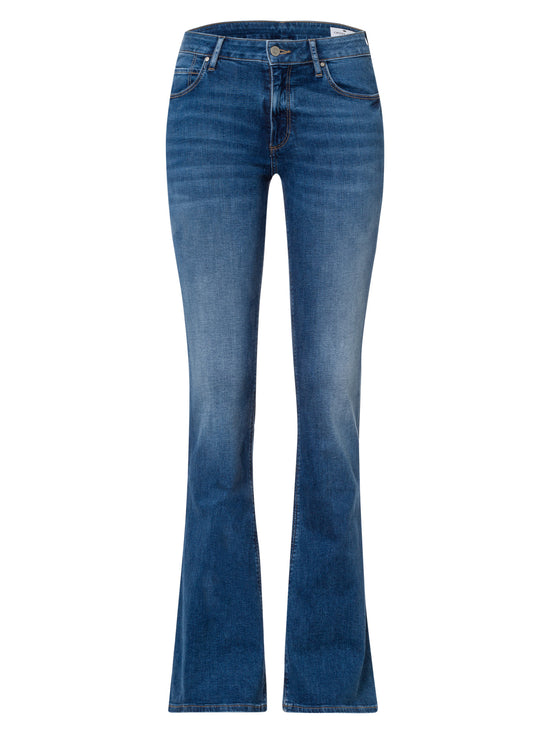 Faye Damen Jeans Slim Fit High Waist Flared Leg mittelblau