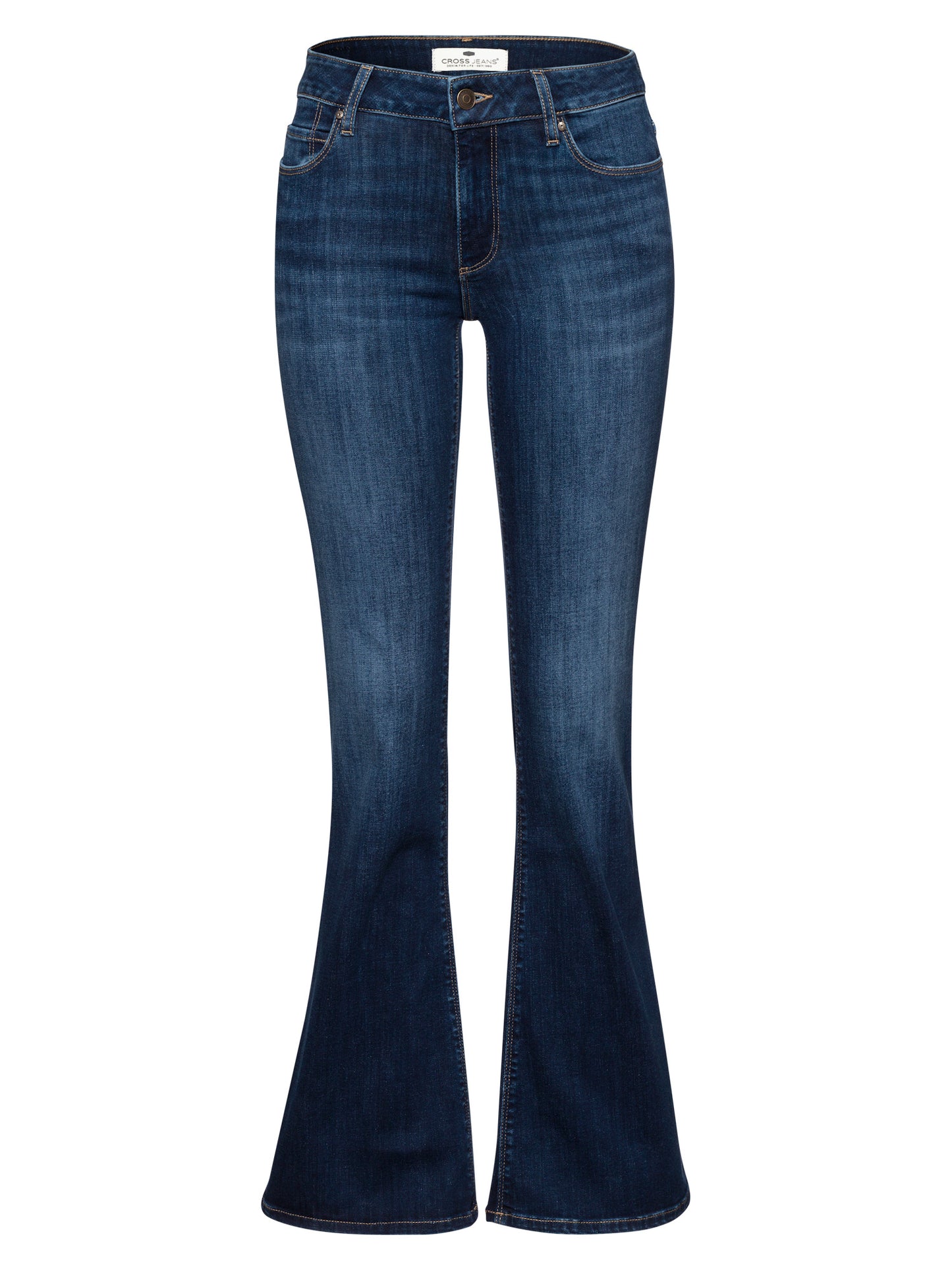 Faye women's jeans slim fit high waist flare leg dark blue