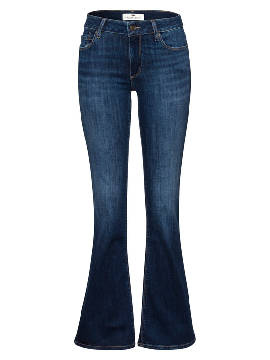 Faye women's jeans slim fit high waist flare leg dark blue