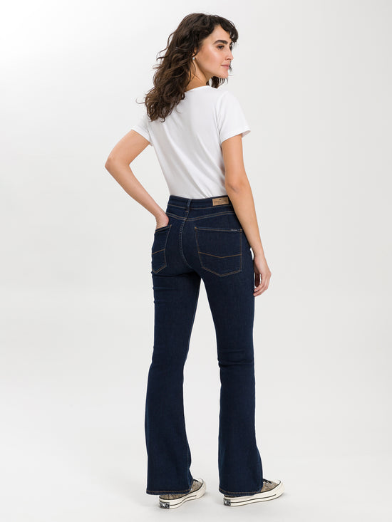 Women's jeans skinny fit high waist flare leg rinsed