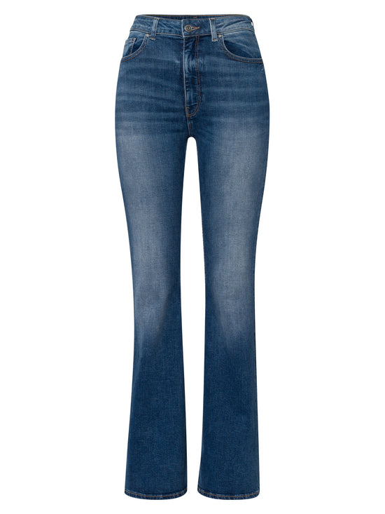 Damen Jeans Skinny Fit High Waist Flare Leg blau