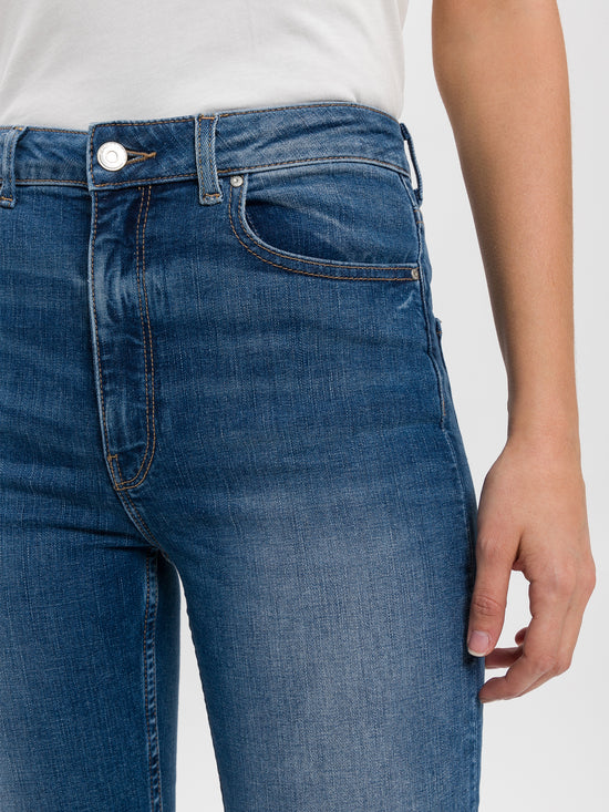 Women's jeans skinny fit high waist flare leg blue