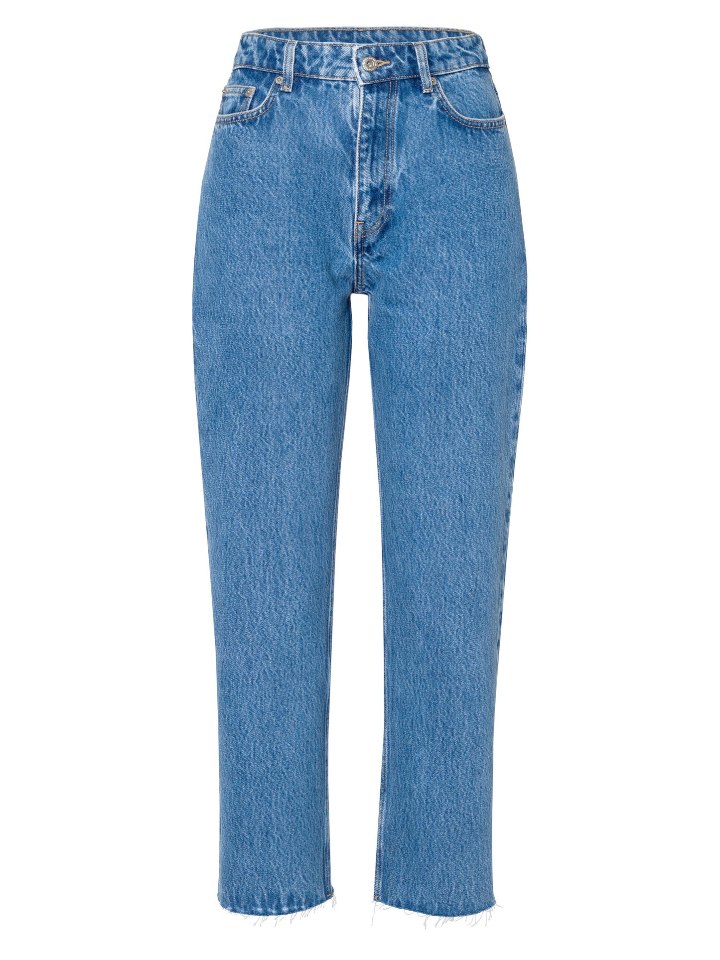 Karlie women's jeans straight fit high waist cropped medium blue