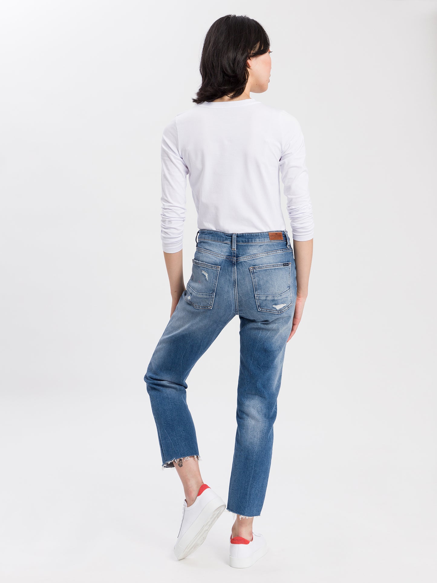 Marisa Damen Jeans Regular Fit High Waist Straight Leg mittelblau