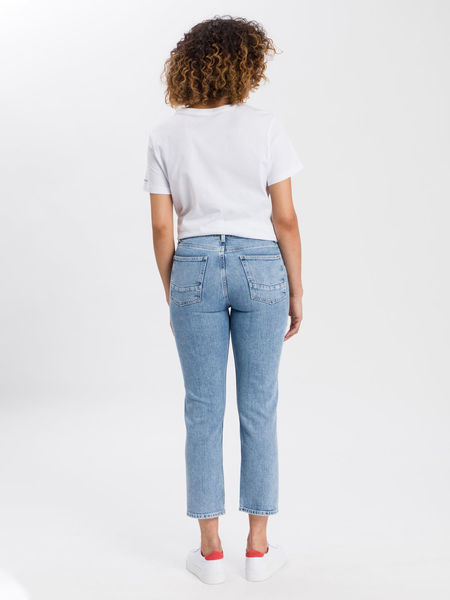 Marisa Damen Jeans Regular Fit High Waist Straight Leg mittelblau