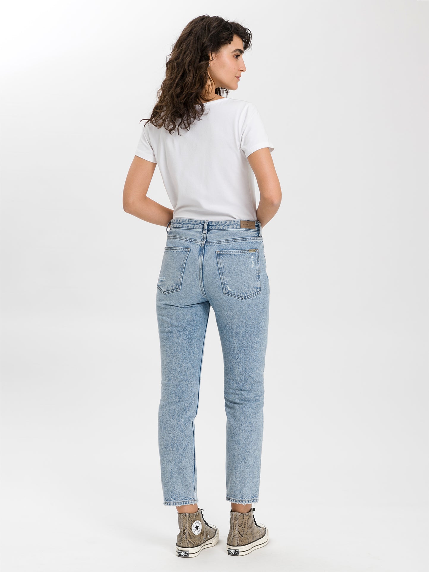 Marisa Damen Jeans Regular Fit High Waist Straight Leg hellblau