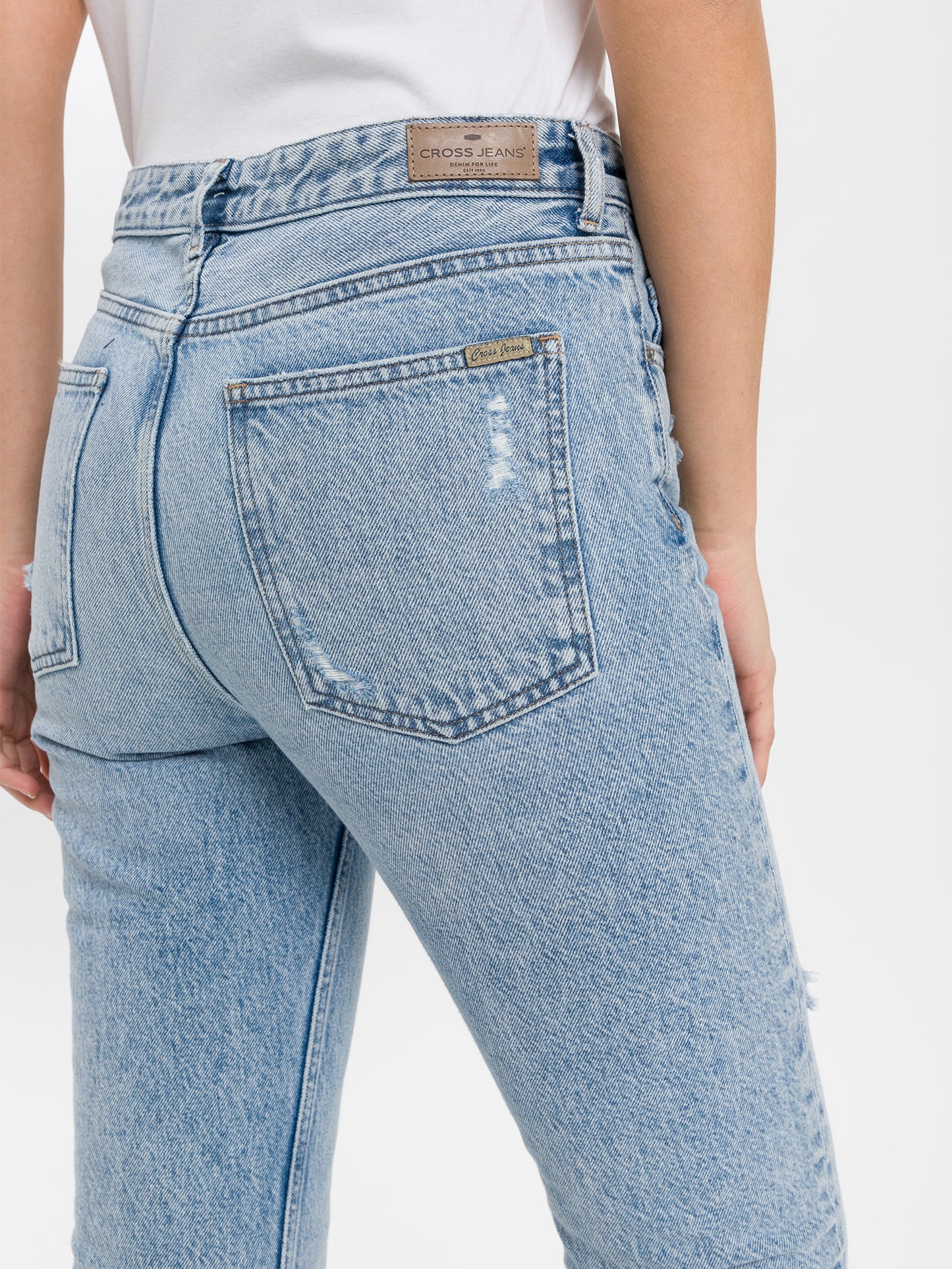 Marisa Damen Jeans Regular Fit High Waist Straight Leg hellblau