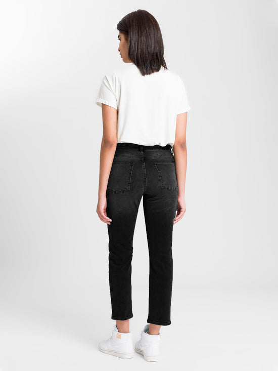 Marisa women's jeans regular fit high waist straight leg dark grey