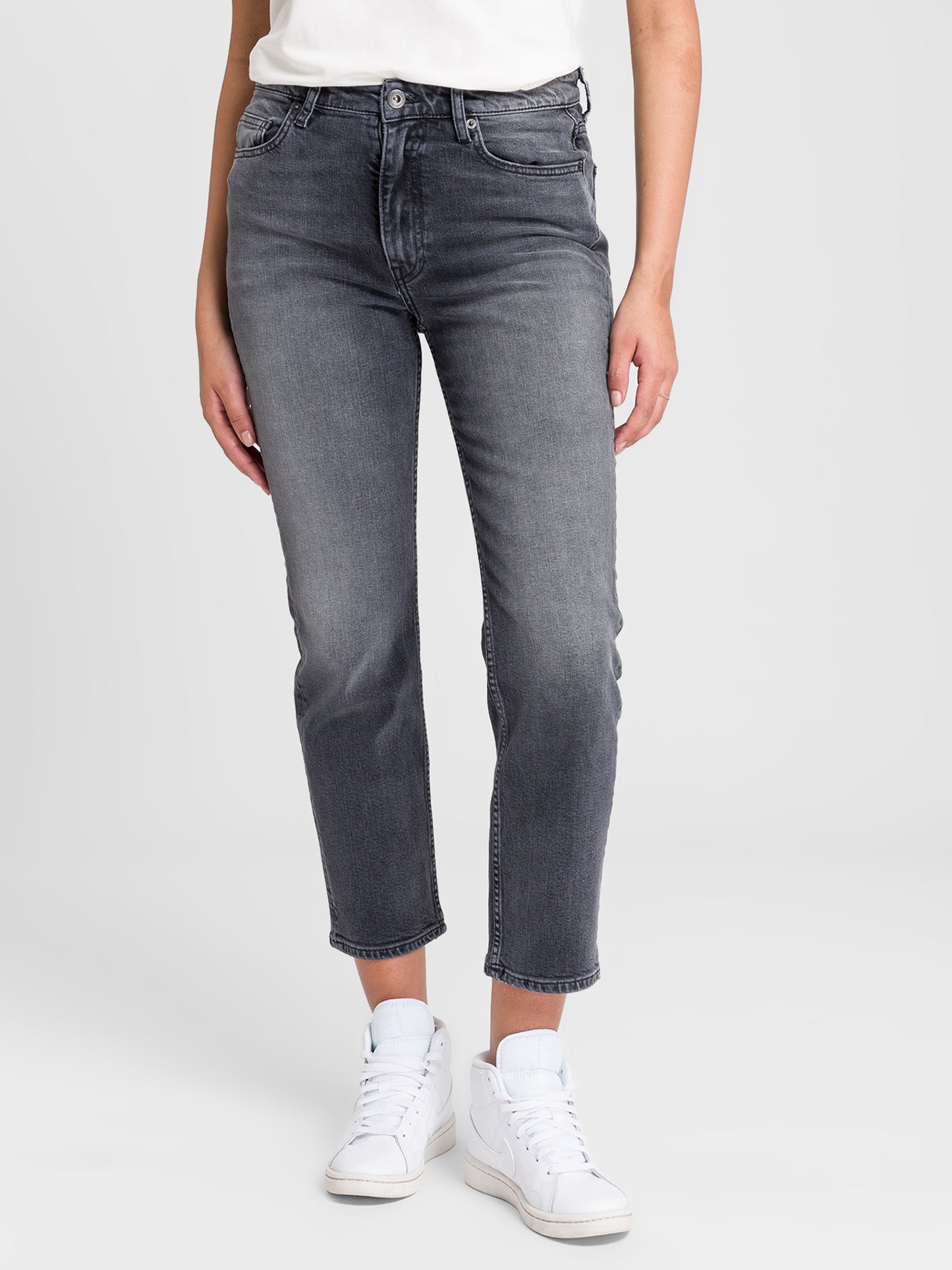 Marisa Damen Jeans Regular Fit High Waist Straight Leg schwarz