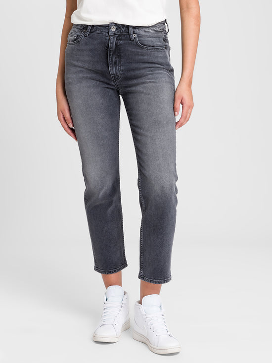 Marisa Damen Jeans Regular Fit High Waist Straight Leg schwarz