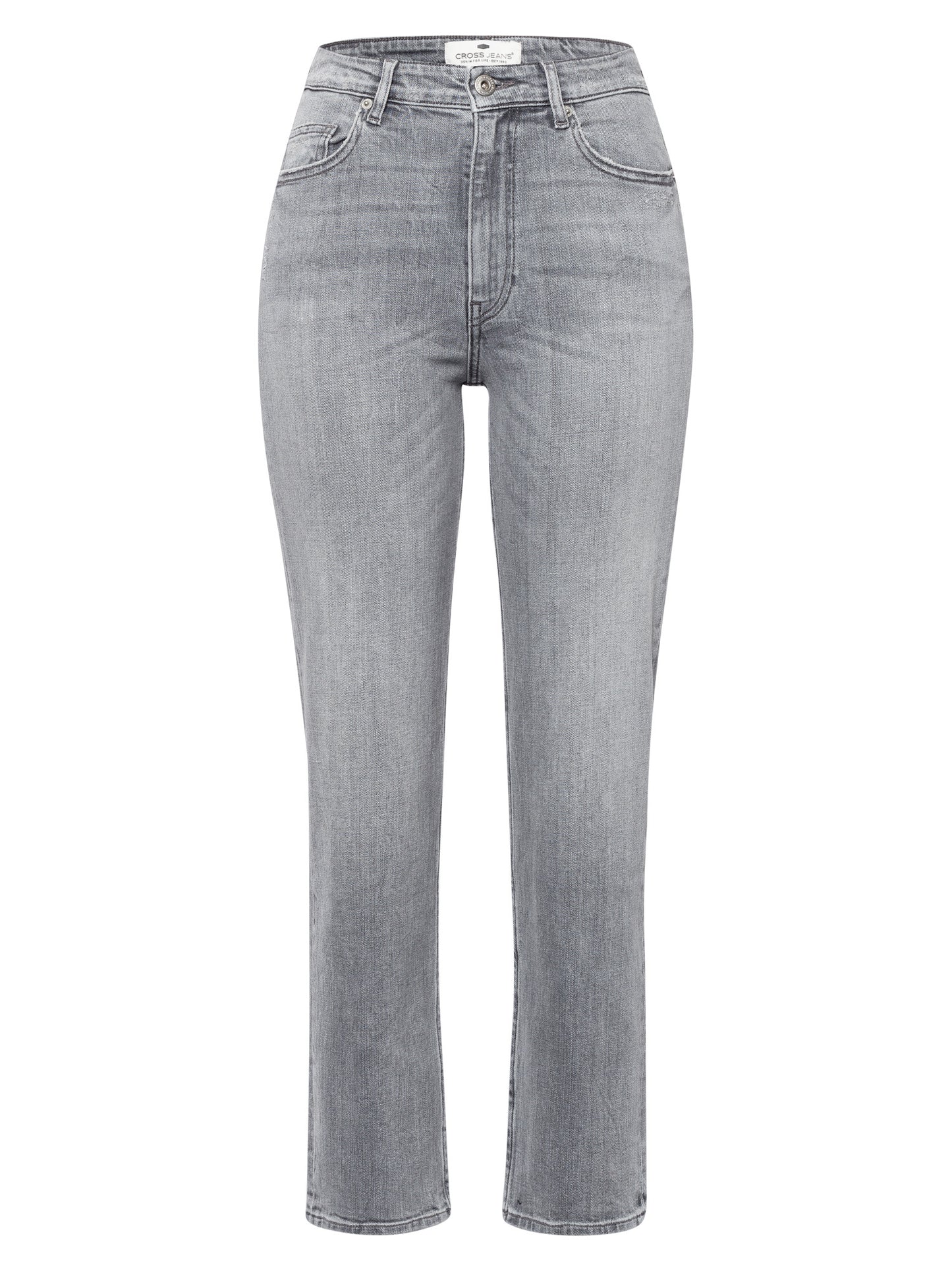 Marisa Damen Jeans Regular Fit High Waist Straight Leg hellgrau