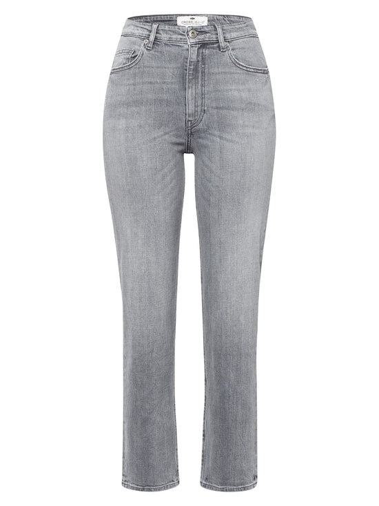 Marisa Damen Jeans Regular Fit High Waist Straight Leg hellgrau