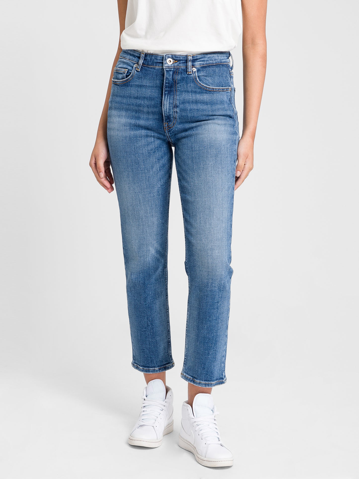 Marisa women's jeans regular fit high waist straight leg medium blue