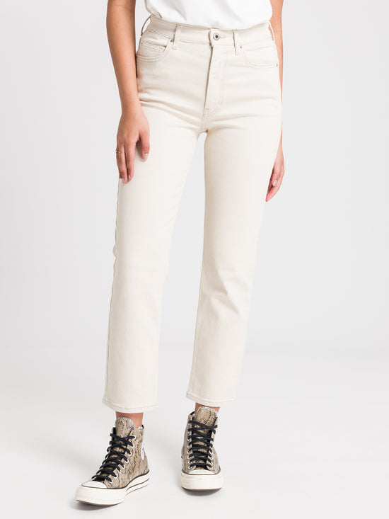 Marisa Damen Jeans Regular Fit High Waist Straight Leg beige