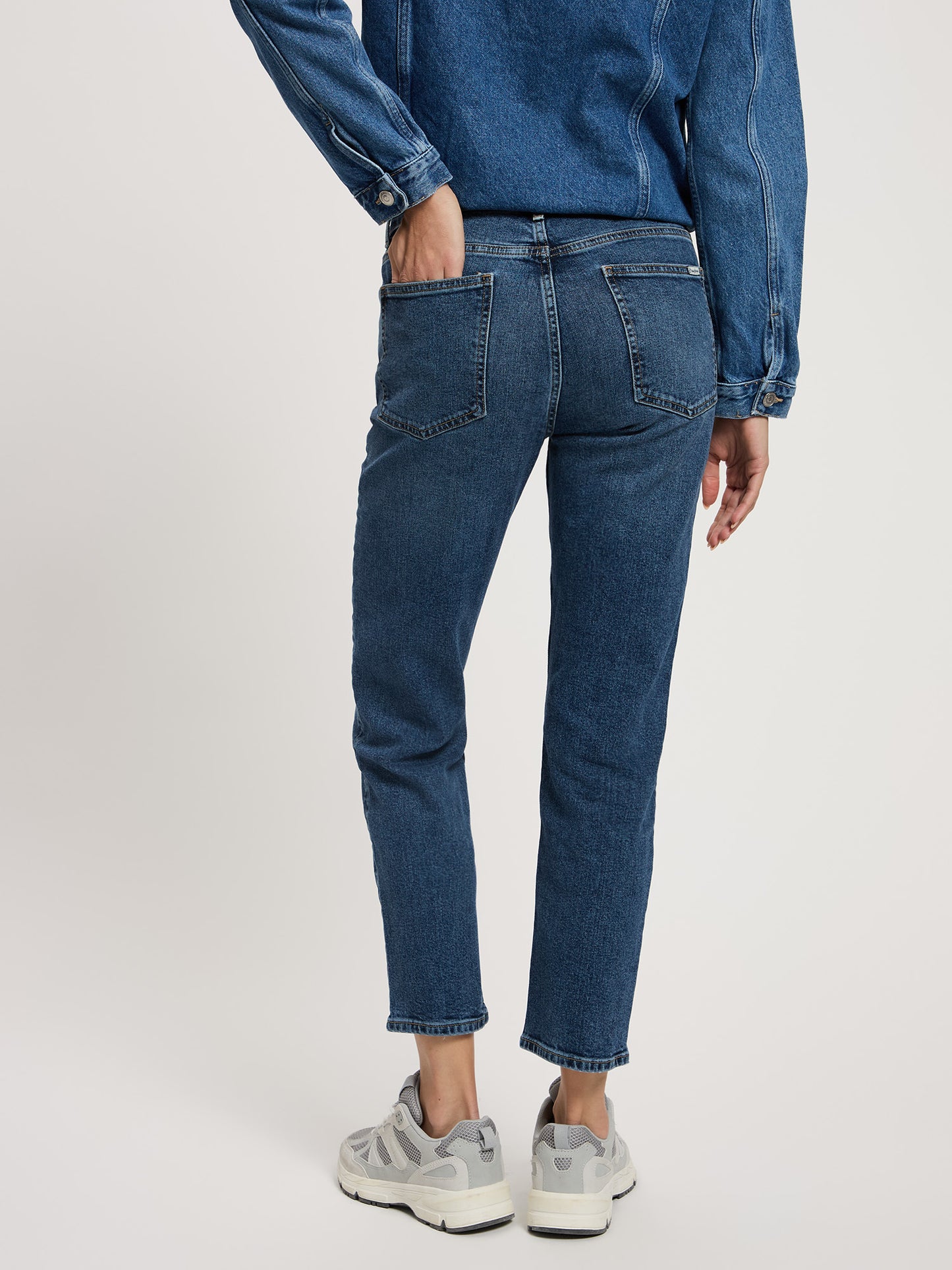 Marisa Damen Jeans Regular Fit High Waist Straight Leg mittelblau