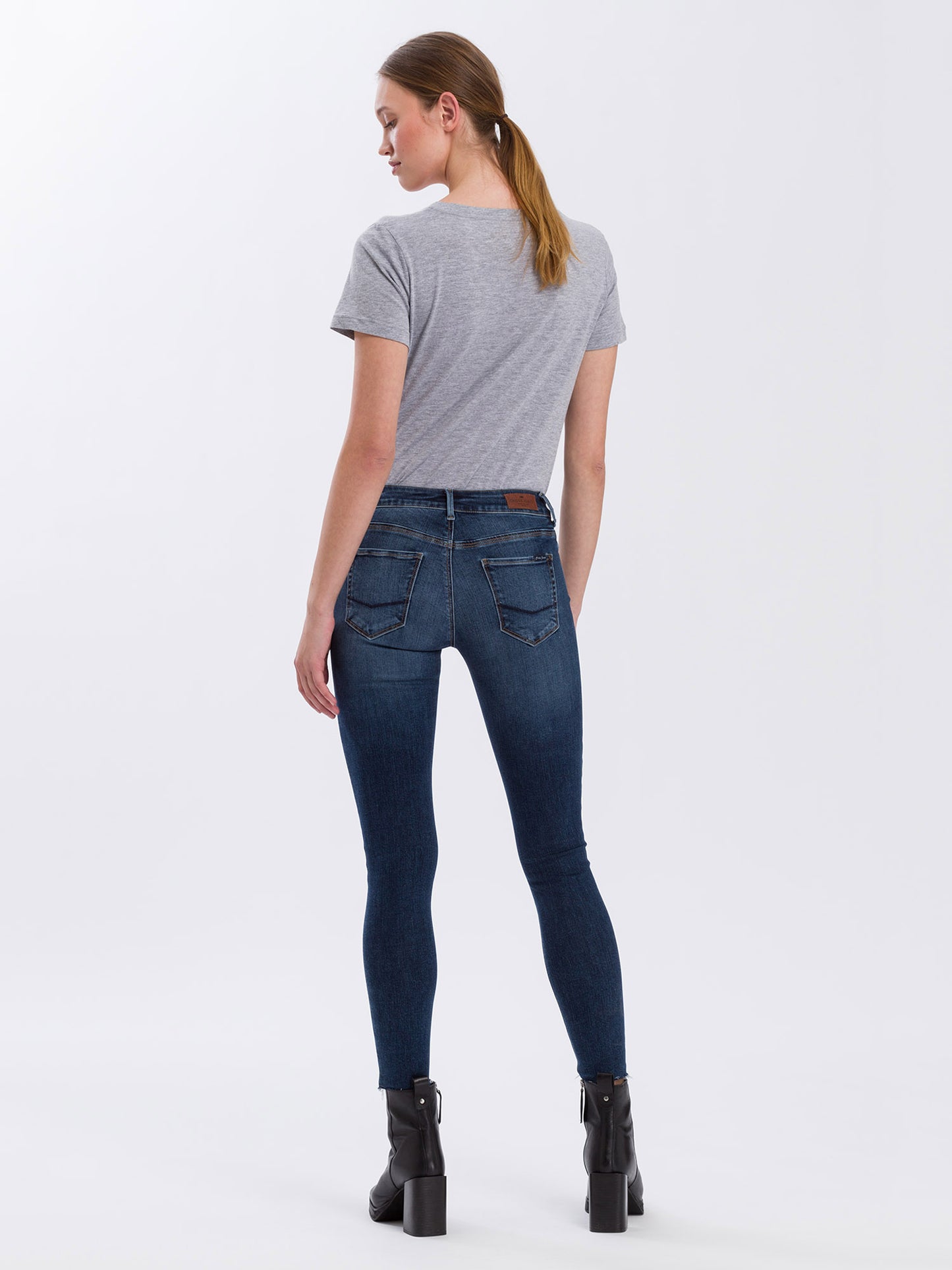 Giselle Damen Jeans Super Skinny Fit Mid Waist Ankle Lenght mittelblau