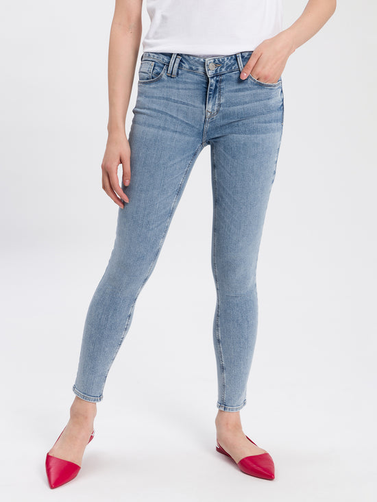Giselle Damen Jeans Super Skinny Fit Mid Waist Ankle Lenght blaugrau