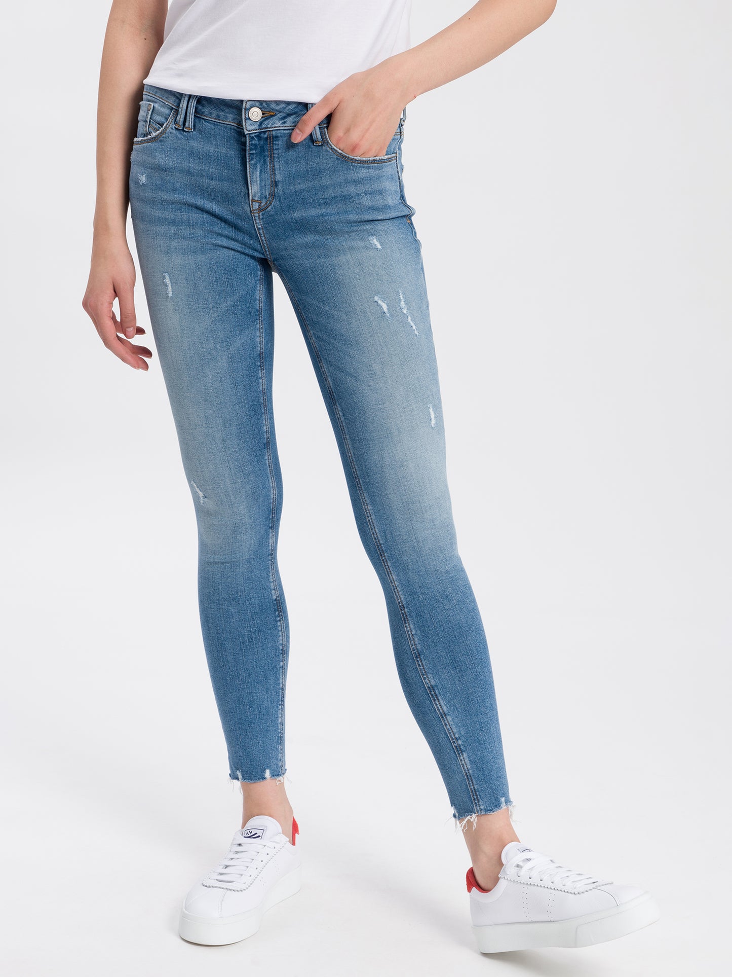 Giselle women's jeans super skinny fit mid waist ankle length medium blue