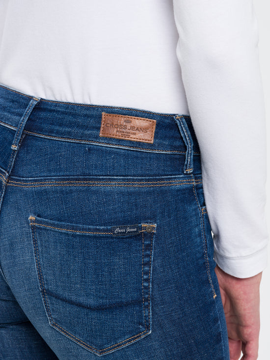 Giselle Damen Jeans Super Skinny Fit Mid Waist Ankle Lenght dunkelblau