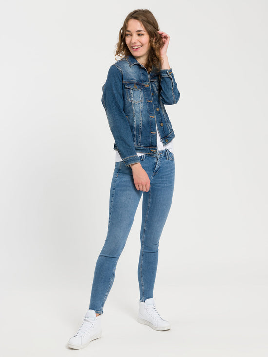 Giselle women's jeans super skinny fit mid waist ankle length light blue