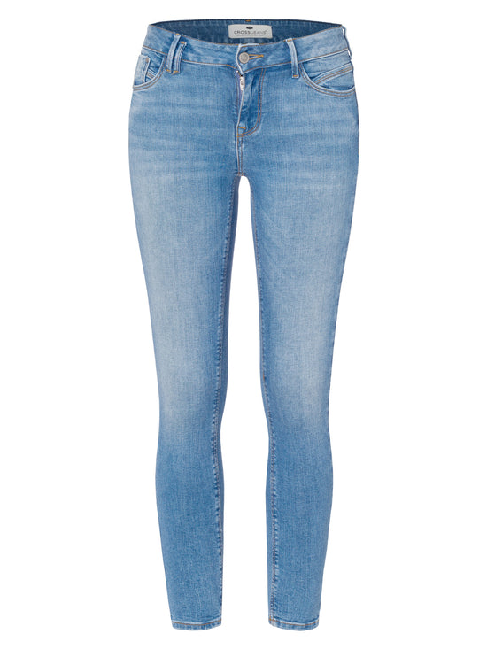 Giselle Damen Jeans Super Skinny Fit Mid Waist Ankle Lenght hellblau