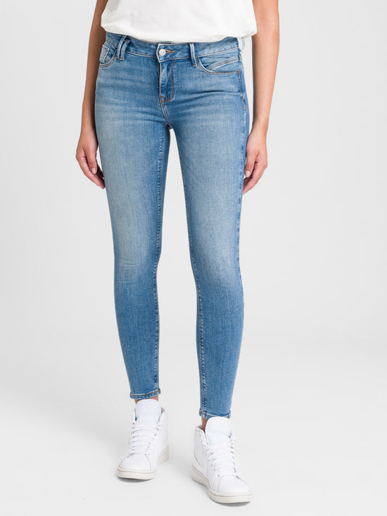 Giselle women's jeans super skinny fit mid waist ankle length light blue