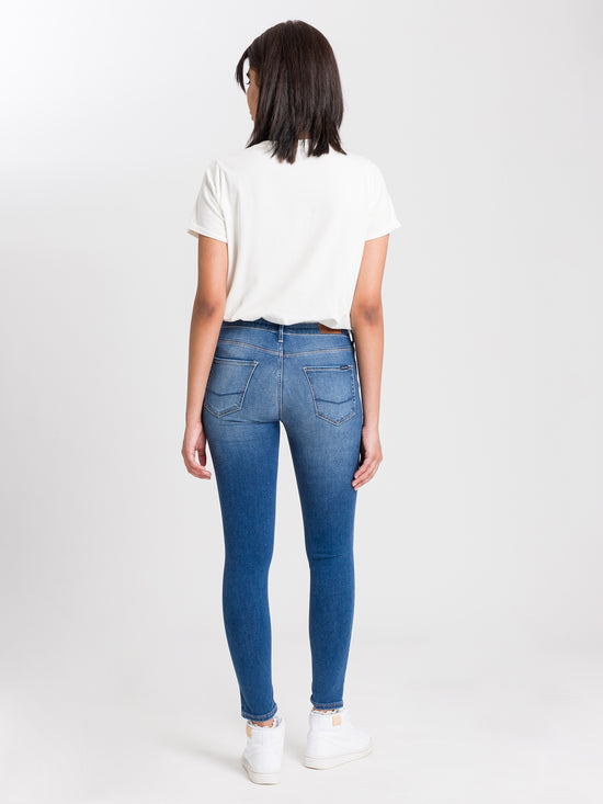 Giselle Damen Jeans Super Skinny Fit Mid Waist Ankle Lenght blau