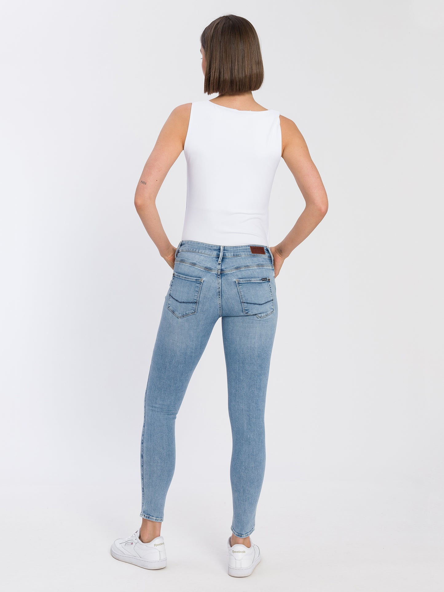 Giselle Damen Jeans Super Skinny Fit Mid Waist Ankle Lenght blau