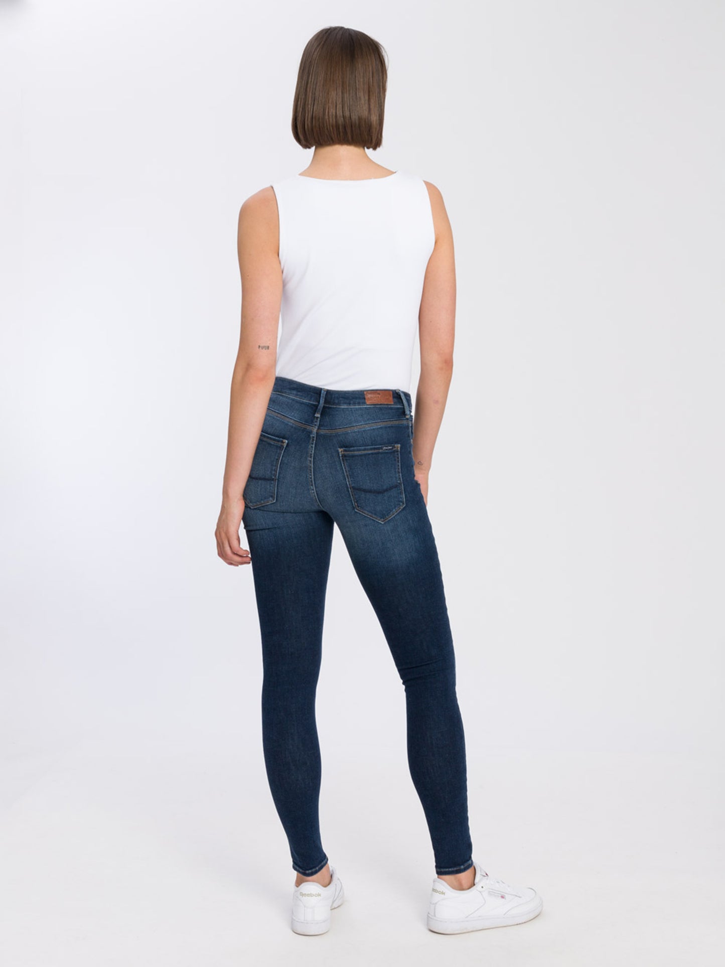 Giselle Damen Jeans Super Skinny Fit Mid Waist Ankle Lenght dunkelblau verwaschen